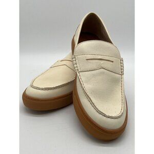 G.H. Bass Mens White Leather Penny Loafers With Gum Sole Size 8